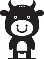 minimal funny cow flat character vector silhouette, silhouette, black color, white background 6