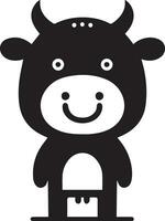 minimal funny cow flat character vector silhouette, silhouette, black color, white background 6