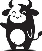 minimal funny cow flat character vector silhouette, silhouette, black color, white background 14