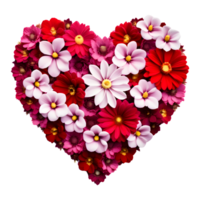 AI generated Heart Shaped Flowers Isolated on Transparent Background png