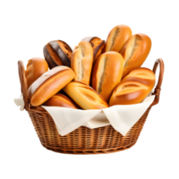 AI generated Basket of Bread Isolated on Transparent Background png