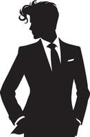 Business man pose vector silhouette black color 14