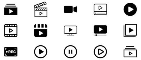 Video player icon set vector illustration isolated on a white background.