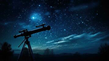 ai generado maravilloso ver de el estrellado cielo con un telescopio foto