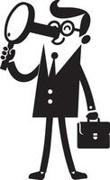 minimal funny carton business man vector silhouette, black color silhouette, white background 11