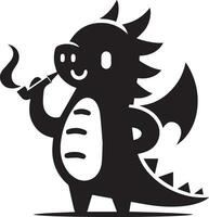 Minimal Funny Character, Dragon vector silhouette, black color silhouette, white background 11