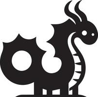 Minimal Funny Character, Dragon vector silhouette, black color silhouette, white background 14