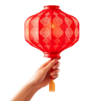 ai généré rouge chinois lanterne avec or Sakura motifs png