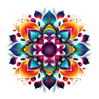 AI generated A colorful flower with a large center surrounded by many smaller petals png