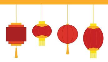 Set of Chinese lanterns, ornaments for lunar new year vector