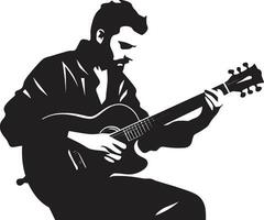 Melodic Muse Guitar Player Icon Vector Serenade Style Musician Emblem Design