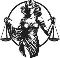 Symbolic Serenity Lady of Justice Icon Scales Sovereignty Logo of Justice Lady vector