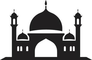 Sacred Silhouette Mosque Icon Emblem Reverent Rise Mosque Emblematic Design vector