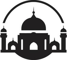 Eternal Edifice Iconic Mosque Emblem Celestial Citadel Emblematic Mosque Design vector