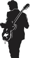 Rhythmic Reverberation Guitarist Icon Vector Serenade Serenity Musician Emblematic