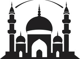 Celestial Center Emblematic Mosque Vector Sacred Silhouette Mosque Icon Emblem