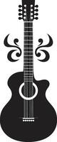 Chordal Chronicles Guitar Logo Vector Illustration Strumming Symphony Guitar Iconic Emblem