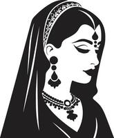 Radiant Bride Indian Wedding Woman Logo Ethnic Elegance Bride Icon Vector