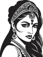 Festive Finesse Indian Bride Icon Cultural Classic Bride Logo Emblem vector