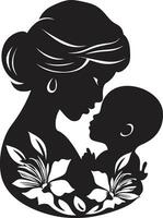 Tender Ties Emblematic Woman and Child Unconditional Care Mothers Day Emblem vector