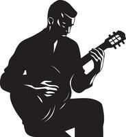 ritmo rapto guitarra jugador emblema diseño melódico musa músico vector diseño