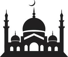 Tranquil Towers Emblematic Mosque Icon Sacred Spires Mosque Iconic Emblem vector