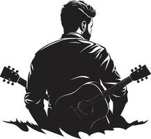 Melodic Muse Guitarist Emblem Vector Serenade Style Musician Icon Symbol