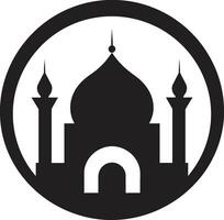 Ethereal Echo Mosque Icon Emblem Sacred Spires Emblematic Mosque Logo vector