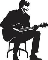 acústico aura músico icono diseño ritmo rapto guitarrista logo vector