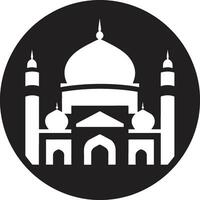 sagrado simetría mezquita logo diseño espiritual refugio emblemático mezquita vector