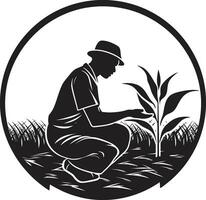 campos de prosperidad agricultura emblema diseño cosecha horizonte agricultura logo vector Arte