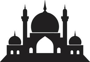 Celestial Center Emblematic Mosque Vector Sacred Silhouette Mosque Icon Emblem