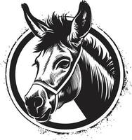Equine Emblem Donkey Logo Design Hoofed Honor Donkey Iconic Emblem vector
