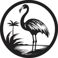 Fuchsia Flourish Flamingo Bird Emblem Icon Blush Coastline Flamingo Logo Vector Symbol
