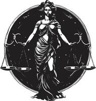 virtuoso vigilancia icónico justicia dama legal luminaria emblema de justicia dama vector