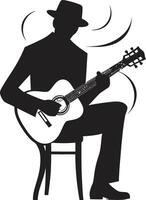 Fretboard Finesse Guitar Player Iconic Acoustic Anthem Musician Logo Symbol vector