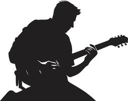 diapasón finura guitarra jugador logo Arte acústico himno músico emblema vector
