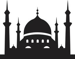 Celestial Columns Iconic Mosque Vector Tranquil Towers Emblematic Mosque Icon