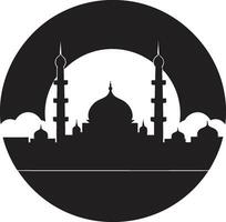 Minaret Majesty Emblematic Mosque Emblem Mosque of Tranquility Mosque Icon Vector