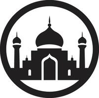fiel edificio mezquita logo icono creciente cresta icónico mezquita emblema vector