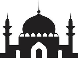 Heavenly Haven Emblematic Mosque Logo Minaret Majesty Mosque Icon Vector