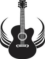 Rhythmic Resonance Guitar Emblem Vector Fretboard Flourish Guitar Logo Design Vector