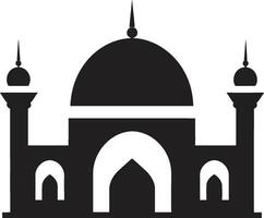 Sacred Spires Emblematic Mosque Logo Tranquil Towers Mosque Icon Vector