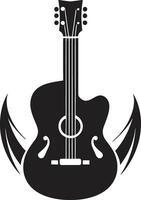 Harmonic Horizon Emblematic Guitar Logo Strumming Serenade Guitar Icon Emblem vector