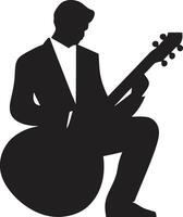 ritmo ensueño músico vector icono cuerda sinfonía guitarrista emblema diseño