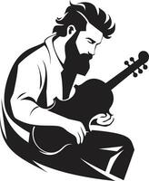 Strumming Serenade Guitarist Emblematic Emblem Acoustic Aura Musician Vector Symbol