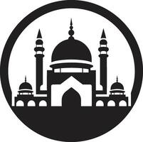 Minaret Majesty Mosque Emblematic Design Celestial Columns Iconic Mosque Vector