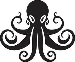 acuático seducir pulpo emblema diseño aguas profundas delicias pulpo icono vector