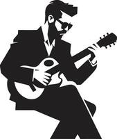 Melody Maestro Guitarist Logo Symbol Fretboard Fantasia Musician Vector Design