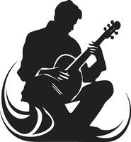 cuerda sinfonía músico icónico melodía maestro guitarrista logo símbolo vector